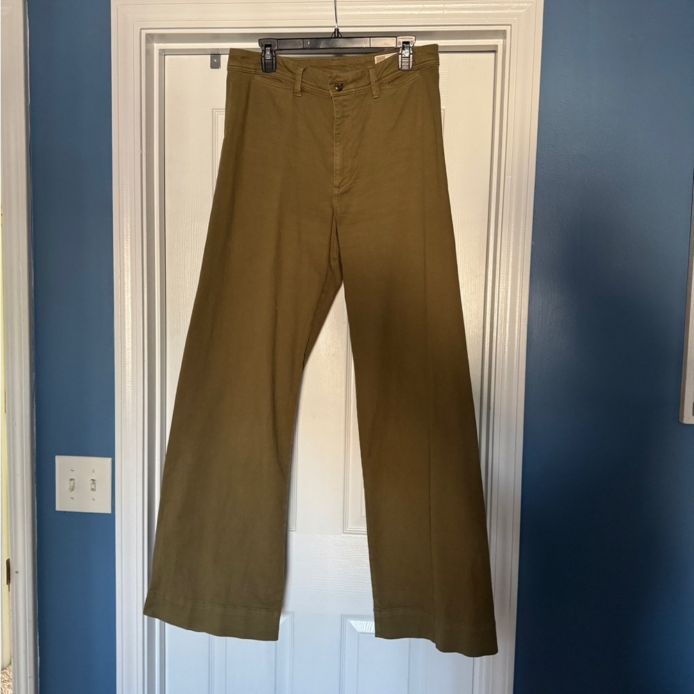 Gap High Rise Wide Leg Denim Pants in Olive Size 12 TALL